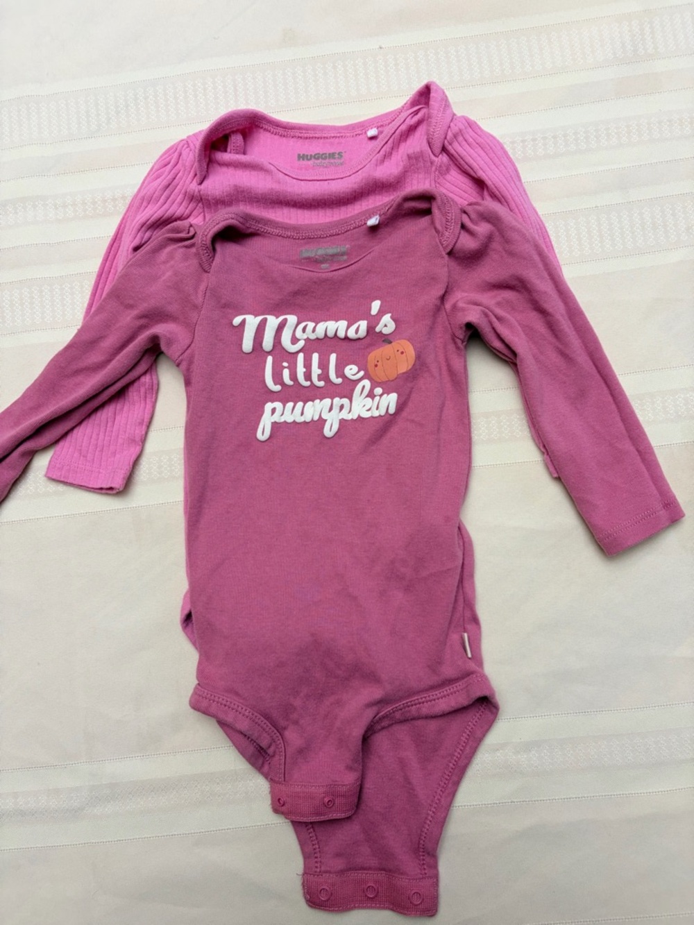 Kids One-Piece Long Sleeve Bodysuits- Pink "Mama's Little Pumpkin"